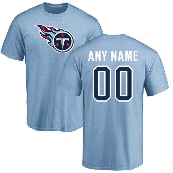 Men Tennessee Titans NFL Pro Line Light Blue Custom Name and Number Logo T-Shirt->nfl t-shirts->Sports Accessory